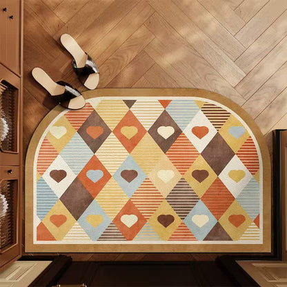 Retro-Teppich mit geometrischem Herzbogen für den Eingangsbereich - Bunt - 31'' × 47'' - image 0
