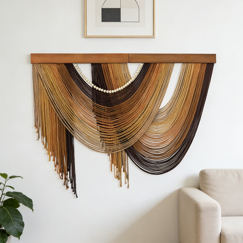 Wandbehang aus Baumwolle mit Perlen im Boho-Stil - Braun - 39,4" × 31,5" - image 3
