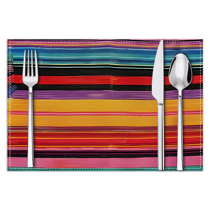 Tischsets aus Leinen im Landhausstil mit Farbstreifen - image 1