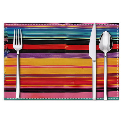 Tischsets aus Leinen im Landhausstil mit Farbstreifen - image 1