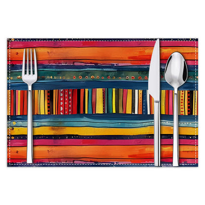 Buntes, gestreiftes Tischset aus Leinen im Bohème-Stil - image 1