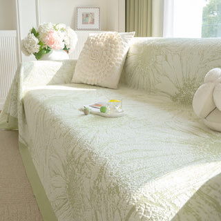 Künstlerische Chenille-Sofadecke mit Sonnenblumenmotiv - Grün - 180cm x 340cm - image 0