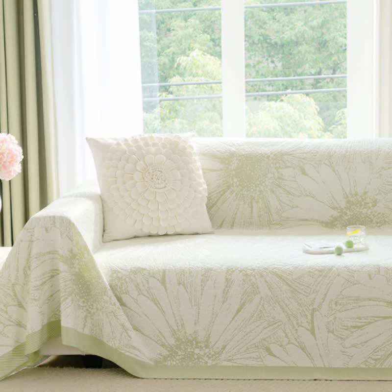 Künstlerische Chenille-Sofadecke mit Sonnenblumenmotiv - image 2