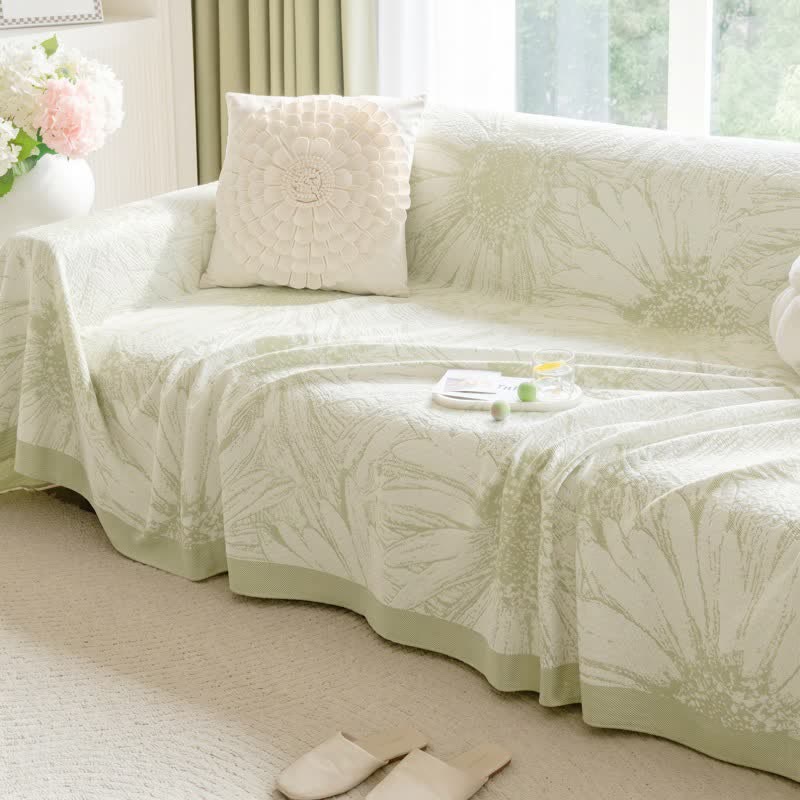 Künstlerische Chenille-Sofadecke mit Sonnenblumenmotiv - image 3