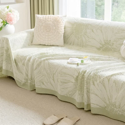 Künstlerische Chenille-Sofadecke mit Sonnenblumenmotiv - image 3