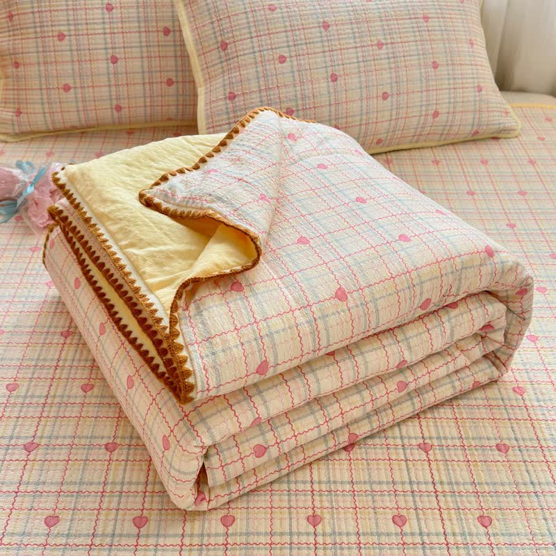 Bettwäsche-Set „Sweetheart Beige“ aus gestepptem Polyester - image 3