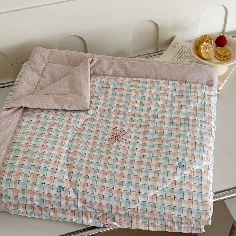 Bettwäsche-Set aus gewaschener Baumwolle mit pastellfarbenem Karomuster - image 3