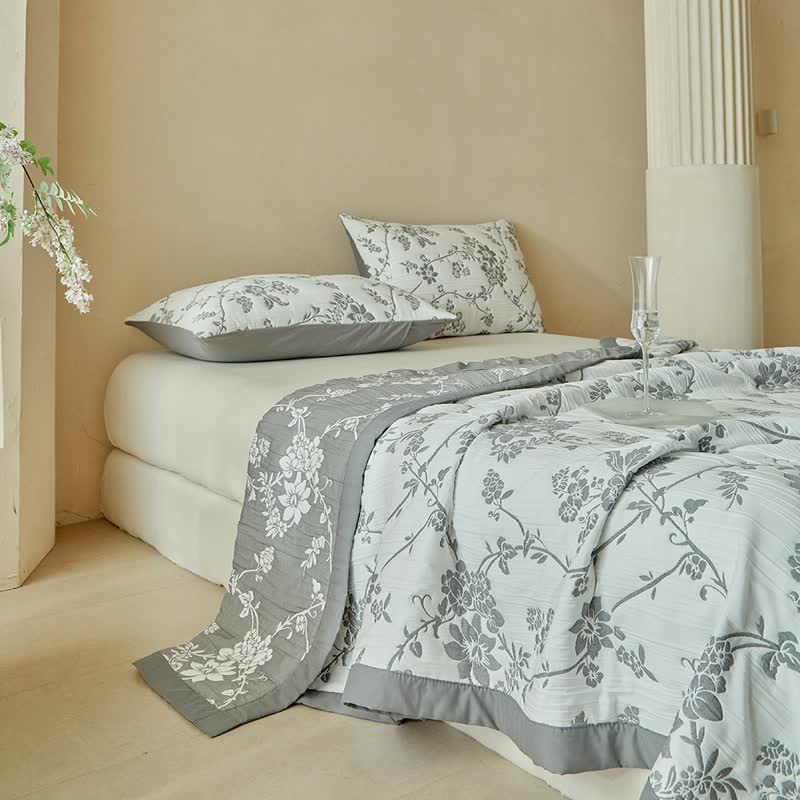 Wendebettwäsche-Set mit Zweig- und Blumenmuster - image 3