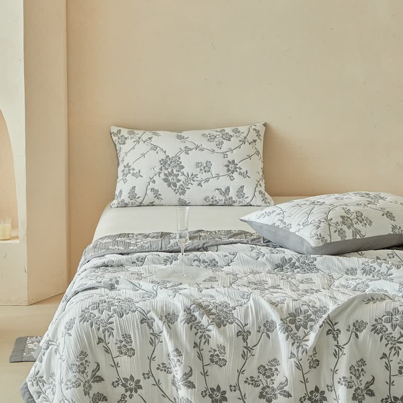Wendebettwäsche-Set mit Zweig- und Blumenmuster - image 8