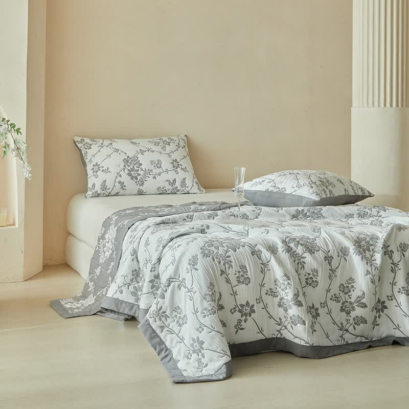 Wendebettwäsche-Set mit Zweig- und Blumenmuster - image 4