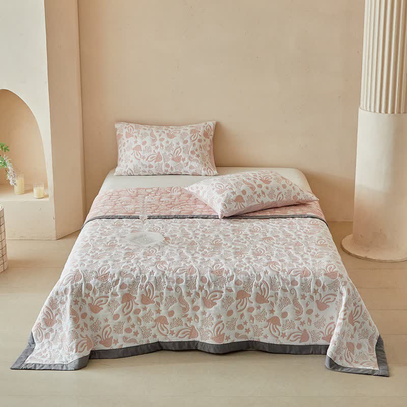 Wendebettwäsche-Set „Pink Ocean Life“ - Rosa - Steppdecke mit 2 Kissenbezügen - König - image 0