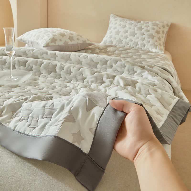 Wende-Quilt-Set mit neutralem Sternenmuster - image 13