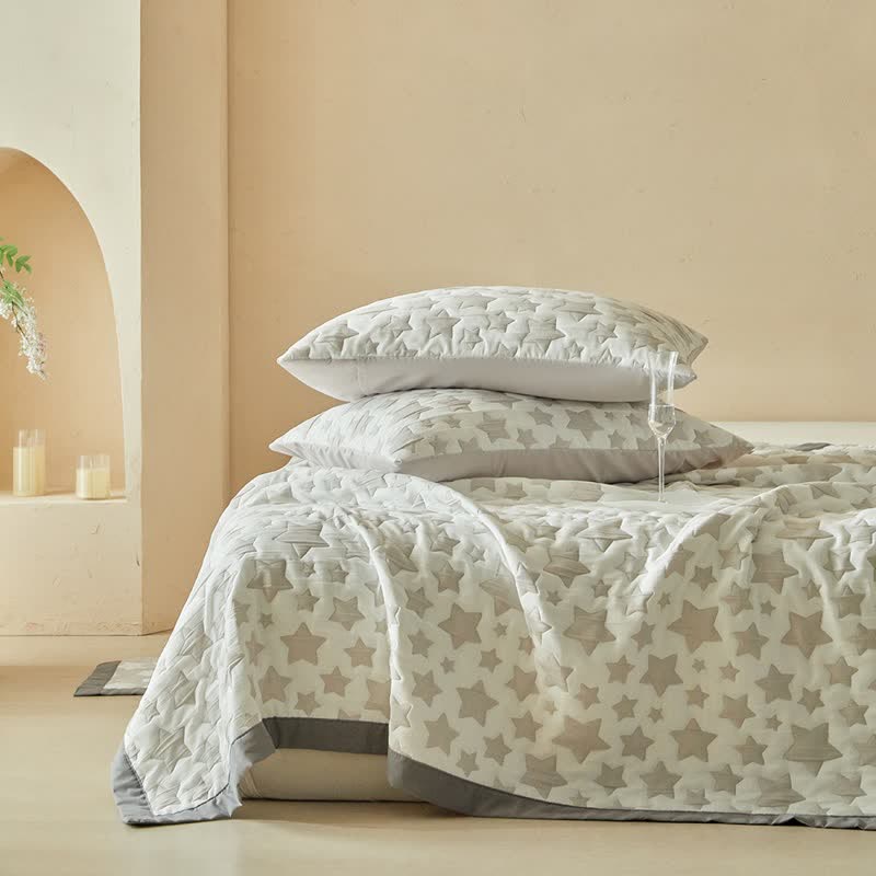 Wende-Quilt-Set mit neutralem Sternenmuster - image 6