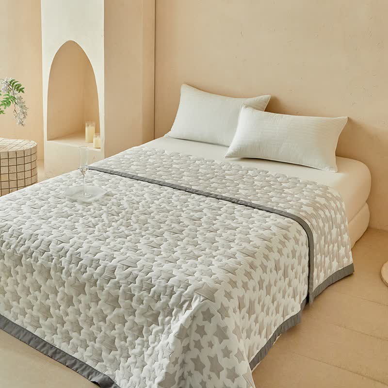 Wende-Quilt-Set mit neutralem Sternenmuster - image 10