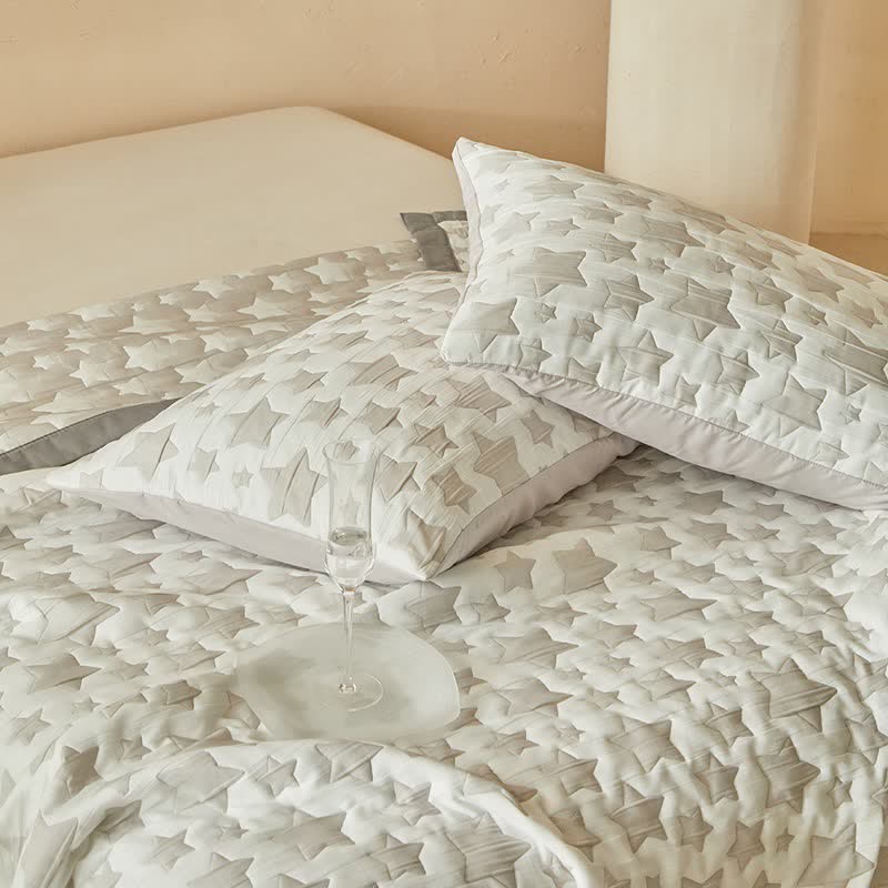 Wende-Quilt-Set mit neutralem Sternenmuster - image 17