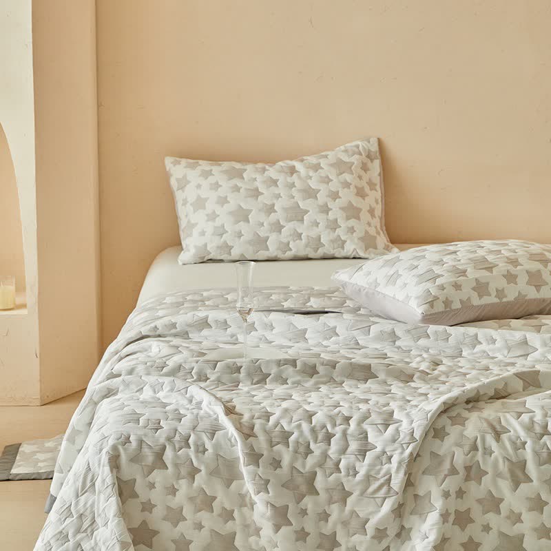 Wende-Quilt-Set mit neutralem Sternenmuster - image 14