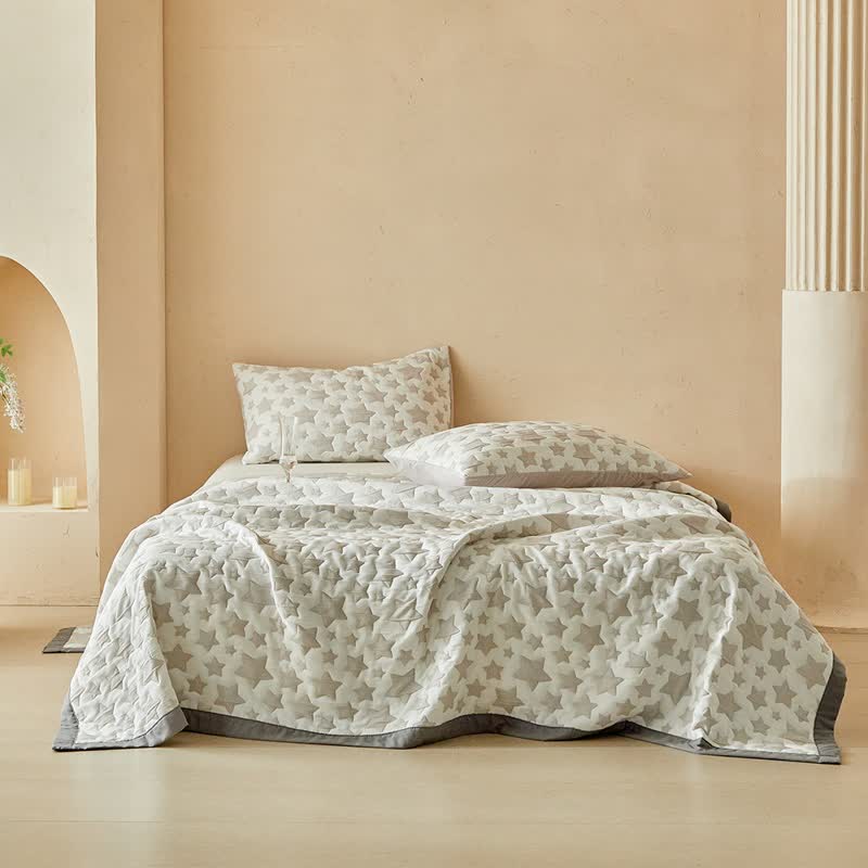 Wende-Quilt-Set mit neutralem Sternenmuster - image 1