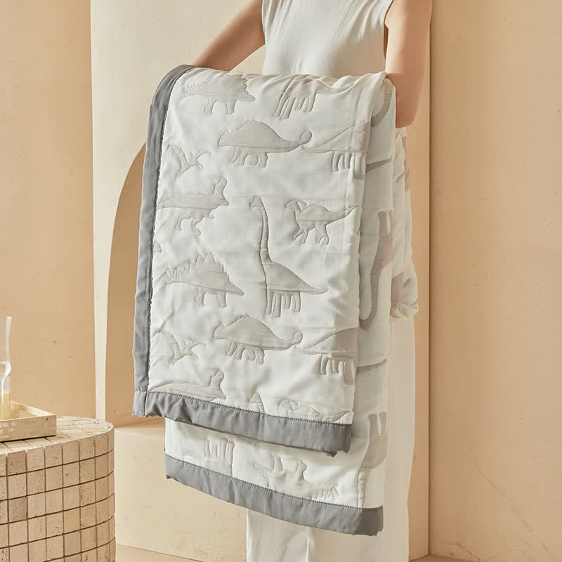 Wendbare Tagesdecke mit neutralem Dinosaurier-Print - image 12