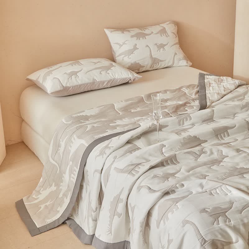 Wendbare Tagesdecke mit neutralem Dinosaurier-Print - image 9