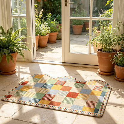 Eingangsteppich mit farblich abgesetztem Patchwork-Muster - image 2