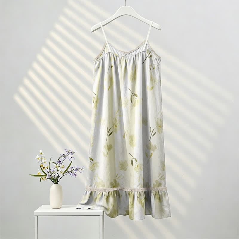 Ärmelloses Loungewear-Kleid mit botanischem Blumenmuster und Rüschen - image 2