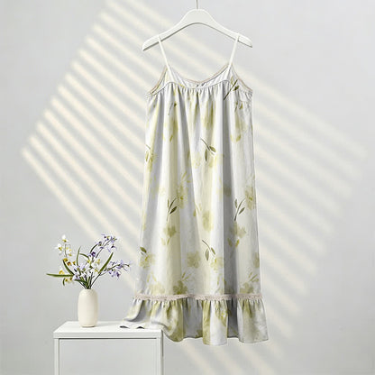 Ärmelloses Loungewear-Kleid mit botanischem Blumenmuster und Rüschen - image 2