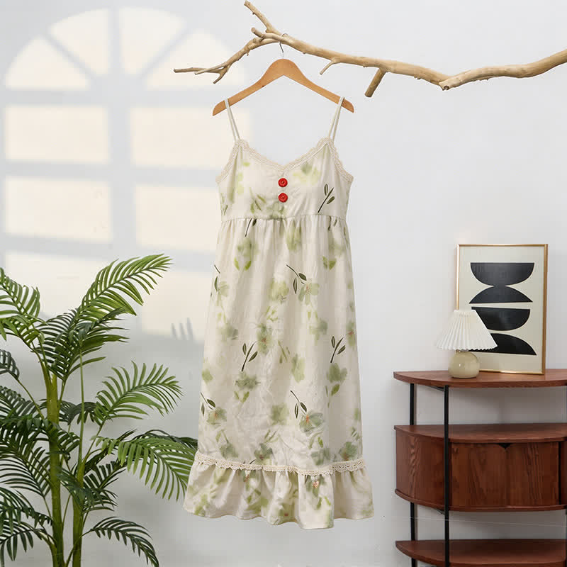 Ärmelloses Loungewear-Kleid mit botanischem Blumenmuster und Rüschen - image 3
