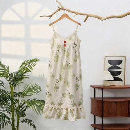 Ärmelloses Loungewear-Kleid mit botanischem Blumenmuster und Rüschen - image 3