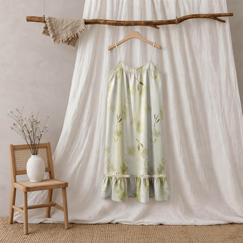Ärmelloses Loungewear-Kleid mit botanischem Blumenmuster und Rüschen - image 6