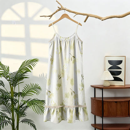 Ärmelloses Loungewear-Kleid mit botanischem Blumenmuster und Rüschen - image 4