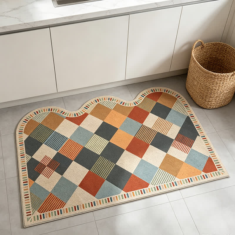 Retro-Patchwork-Teppich mit Wellenkante - image 3