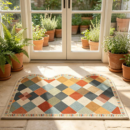 Retro-Patchwork-Teppich mit Wellenkante - image 2