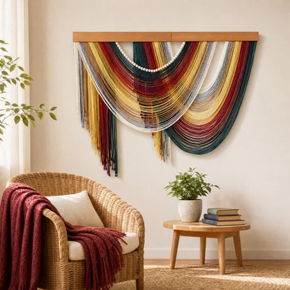 Wandbehang aus Baumwolle mit Perlen im Boho-Stil - Rot - 39,4" × 31,5" - image 0