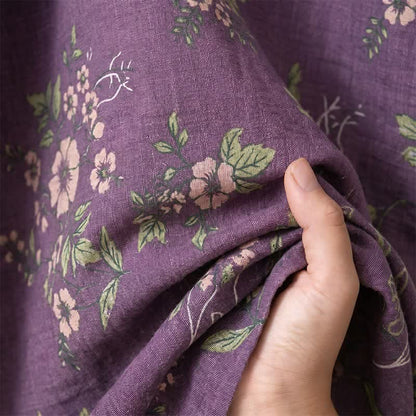Vintage Kimono-Bademantel aus Baumwolle, lila mit Blumenmuster - image 8