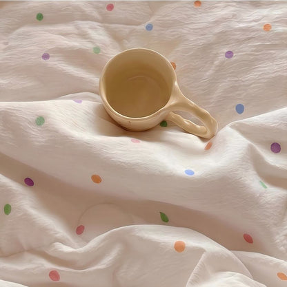 Bettwäsche-Set aus gewaschener Baumwolle mit Regenbogen-Polka-Dots - image 2