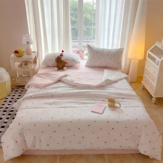 Bettwäsche-Set aus gewaschener Baumwolle mit Regenbogen-Polka-Dots - Bunt - Königin - Bettwäsche-Set - image 0