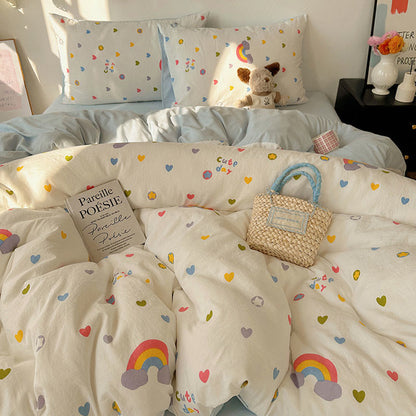 Bettwäsche-Set „Regenbogenherzen“ mit weicher Oberfläche - Bunt - Königin - Bettwäsche-Set - image 0