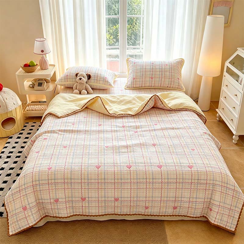 Bettwäsche-Set „Sweetheart Beige“ aus gestepptem Polyester - Bunt - 48cm x 74cm - Kissenbezüge - image 0