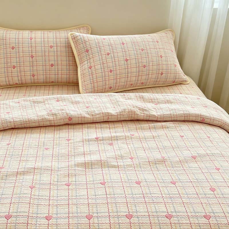Bettwäsche-Set „Sweetheart Beige“ aus gestepptem Polyester - image 1