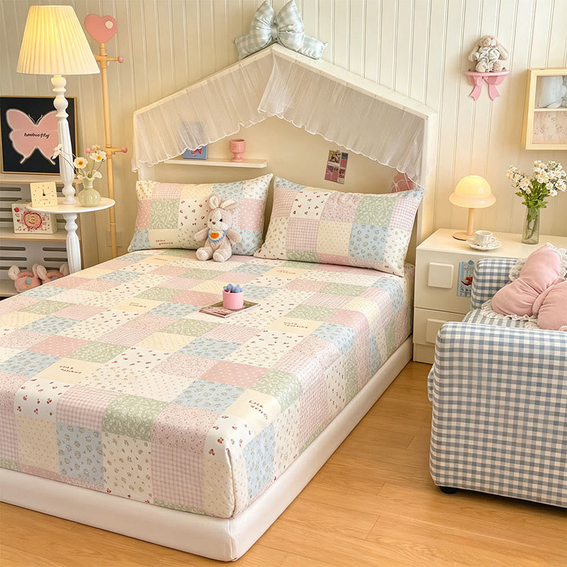 Bettwäsche-Set aus Baumwolle im Patchwork-Stil in Pastellfarben - image 2