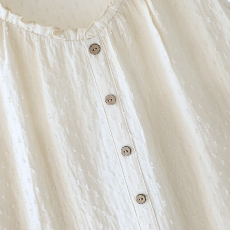 Ärmelloses Loungekleid aus weißem, strukturiertem Baumwollstoff - image 6