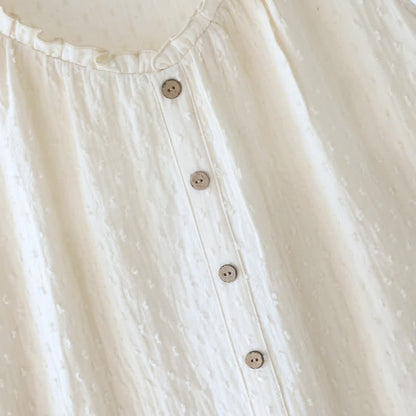 Ärmelloses Loungekleid aus weißem, strukturiertem Baumwollstoff - image 6