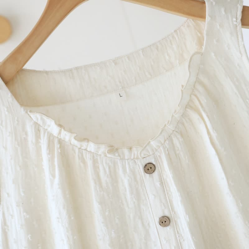 Ärmelloses Loungekleid aus weißem, strukturiertem Baumwollstoff - image 7