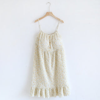 Lounge-Kleid aus Baumwolle mit Rüschen und Blumenmuster - Weiß - XL - image 0