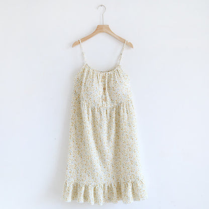 Lounge-Kleid aus Baumwolle mit Rüschen und Blumenmuster - Weiß - XL - image 0