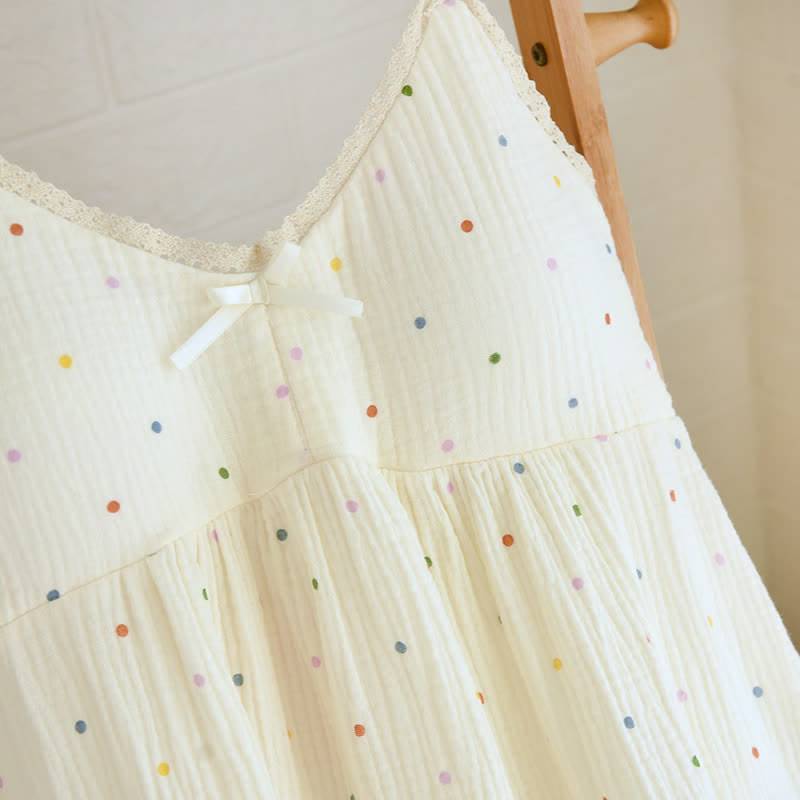 Loungekleid aus Baumwollgaze mit Regenbogenpunkten - image 3