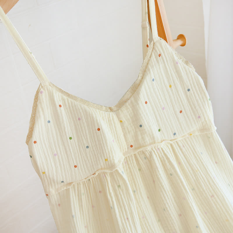 Loungekleid aus Baumwollgaze mit Regenbogenpunkten - image 5