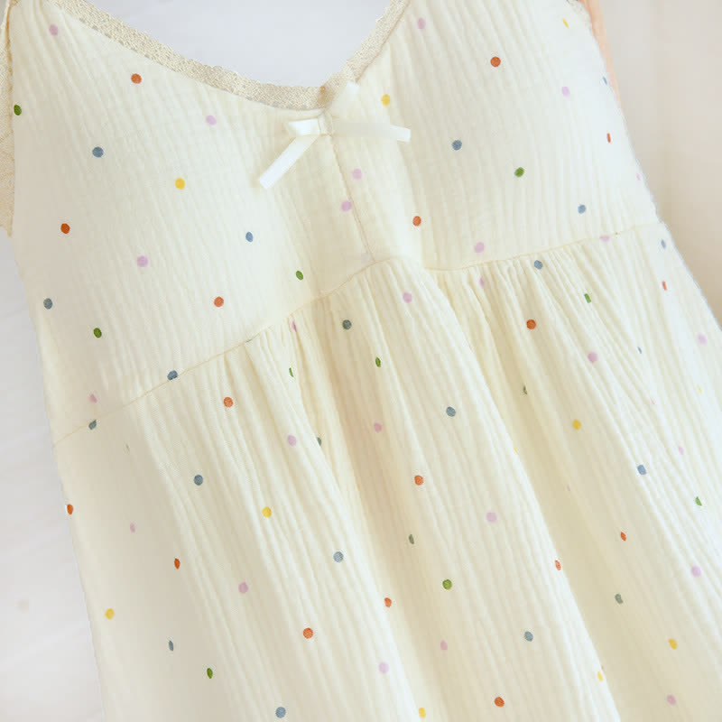 Loungekleid aus Baumwollgaze mit Regenbogenpunkten - image 7