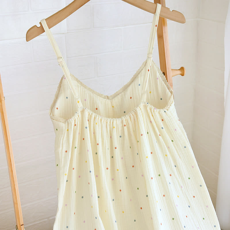 Loungekleid aus Baumwollgaze mit Regenbogenpunkten - image 4