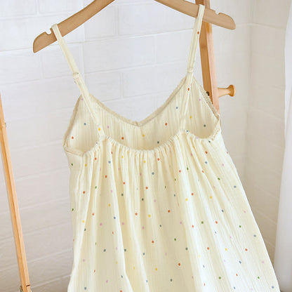 Loungekleid aus Baumwollgaze mit Regenbogenpunkten - image 4